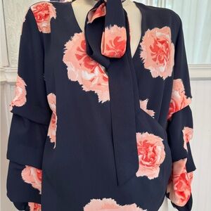 Floral Navy and Pink Women's Top